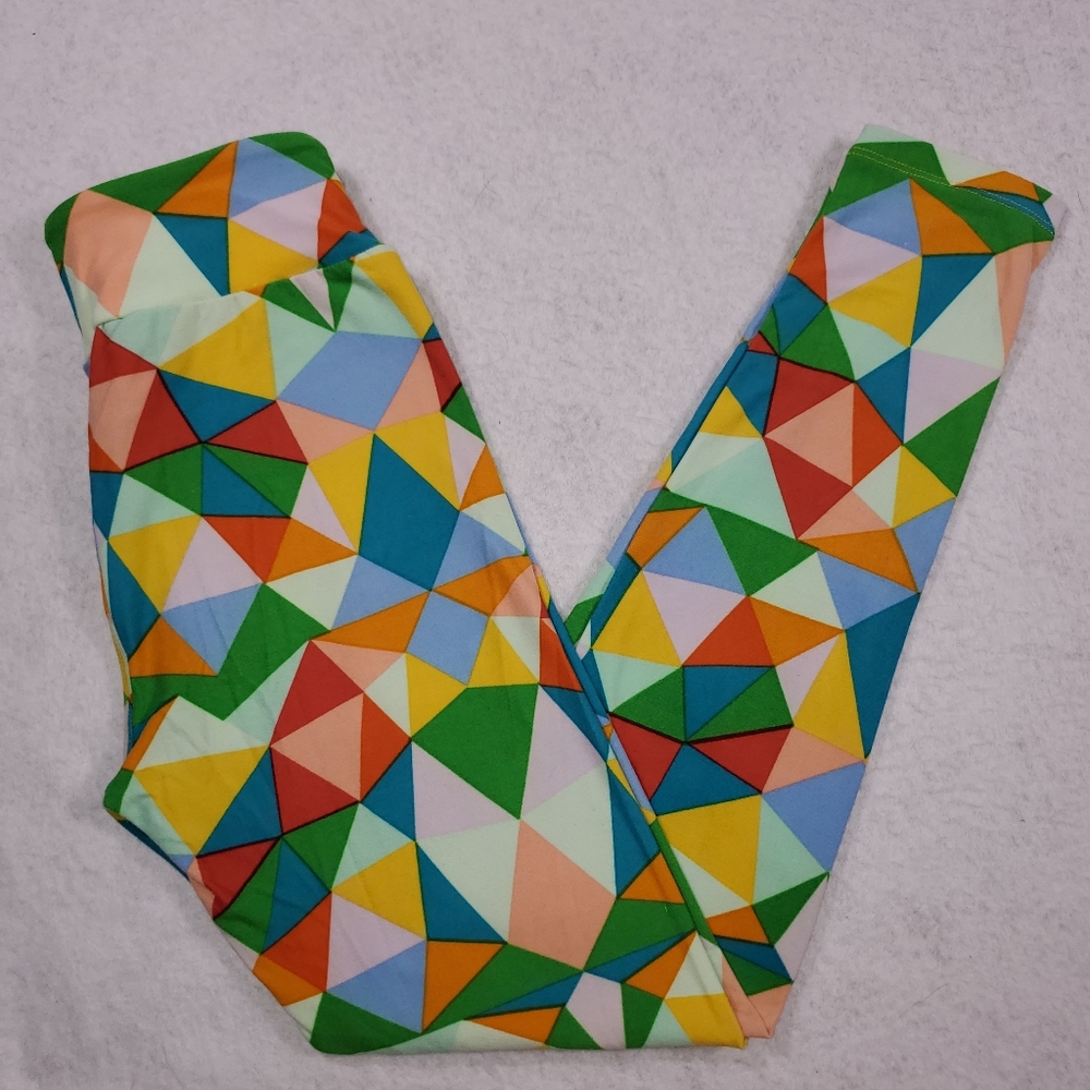 Lularoe OS One Size Leggings Triangles Rainbow Colorful Women's Geometric Art